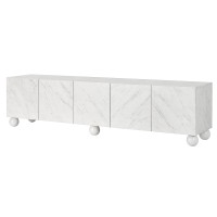 Artiss 200cm White TV Unit Entertainment Cabinet Marble Effect Soft Close Storage 80kg Benchtop Support