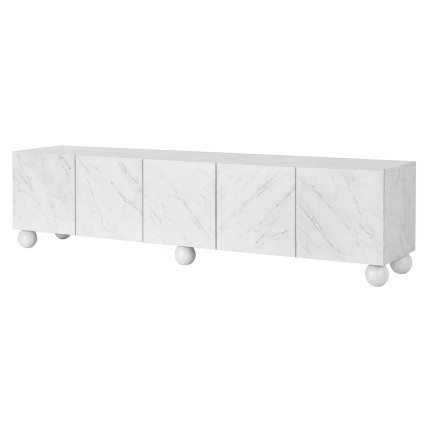 Artiss 200cm White TV Unit Entertainment Cabinet Marble Effect Soft Close Storage 80kg Benchtop Support