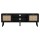 Artiss 150cm Black TV Unit Storage Cabinet, E1 Particle Board, 2 Side Cabinets, Solid Wood Feet, Gold Handles