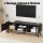 Artiss 150cm Black TV Unit Storage Cabinet, E1 Particle Board, 2 Side Cabinets, Solid Wood Feet, Gold Handles