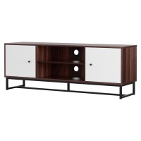 Artiss 150cm TV Unit, Walnut White, E1 MDF, 2 Cabinets, 2 Shelves, Carved Pattern, Soft-Close, Anti-Tip,