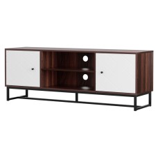 Artiss 150cm TV Unit, Walnut White, E1 MDF, 2 Cabinets, 2 Shelves, Carved Pattern, Soft-Close, Anti-Tip,