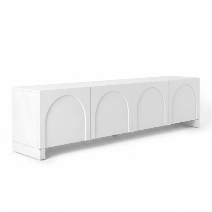 Artiss 180cm White Concave TV Unit Entertainment Cabinet Adjustable Shelves Fits 70" TVs 70kg Capacity