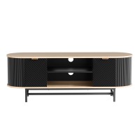 Artiss TV Entertainment Unit Storage Cabinet Black and Pine 140cm MDF Melamine, 2 Doors, Shelves, Cable Management