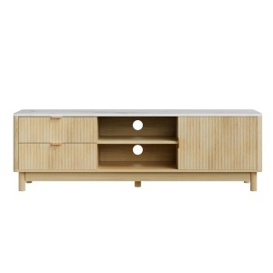 Artiss 150cm Pine TV Unit: Entertainment Storage with Drawers, Shelves, Fluted Doors, and Anti-Tip Safety Features