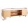 Artiss 180CM TV Cabinet Entertainment Unit Stand, White and Pine, Marble-Effect Top, Storage Cabinets, Wood Legs