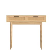 Artiss Console Table, Rattan Drawers, Eucalyptus Wood, 90x35x78cm, Stylish Entryway Furniture with Ample Storage