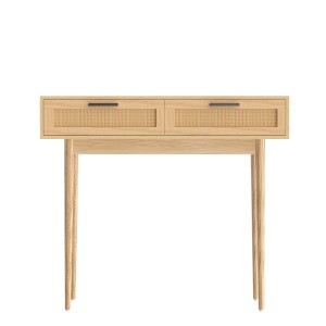 Artiss Console Table, Rattan Drawers, Eucalyptus Wood, 90x35x78cm, Stylish Entryway Furniture with Ample Storage