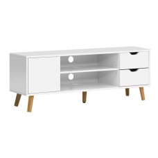 Artiss Entertainment Unit, Particle Board, 120cm, White & Wood, Scandinavian Design, TV Cabinet with Storage