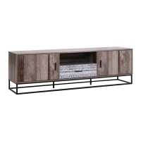 Artiss TV Cabinet Entertainment Unit, E1 Particle Board, 180cm, Dark Wood & Black, Industrial Style, Ample Storage