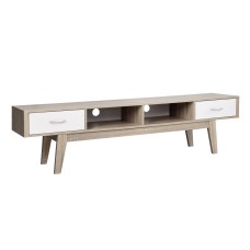 Artiss 180cm Oak White TV Cabinet Entertainment Unit, Scandinavian Design, 2 Drawers, Easy Assembly