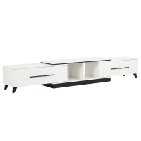 Artiss Extendable White TV Cabinet 190-260cm Entertainment Unit Fits up to 98" TVs 40kg Capacity 4 Drawers