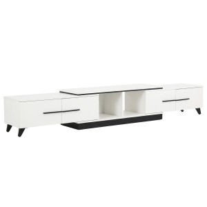 Artiss Extendable White TV Cabinet 190-260cm Entertainment Unit Fits up to 98" TVs 40kg Capacity 4 Drawers