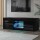 Artiss 130cm Black LED TV Cabinet Unit with RGB Lighting, Push-to-Open, High-Gloss Finish, Tempered Glass Shelves