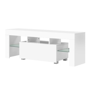Artiss 130cm White LED TV Cabinet – Modern Entertainment Unit with Customisable RGB Lighting & Ample Storage