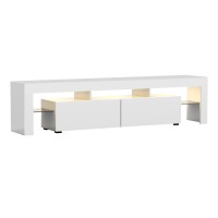 Artiss LED Entertainment Unit TV Cabinet, 189cm, White, High Gloss Finish with RGB Lighting, Tempered Glass Shelf