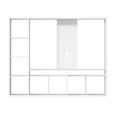 Artiss Brian Entertainment Centre TV Stand, 183cm White, 11 Open Shelves, Melamine, Cable Management, Durable Design