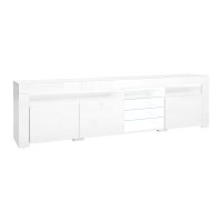 Artiss Entertainment Unit TV Cabinet 180cm White with Customised LED Lights, Push-to-Open, High-Gloss Finish