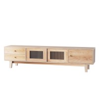 Artiss 180CM TV Cabinet Entertainment Unit with Storage Drawers, Melamine Particle Board, Pine Finish, Rubber Wood Legs