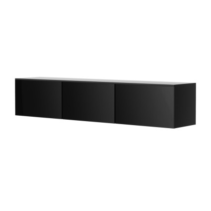Artiss Floating Entertainment Unit TV Cabinet, High Gloss Black, 200cm, 3 Cabinets, Wall Mounted, 15mm Particleboard