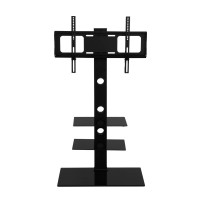 Artiss TV Stand Mount Bracket for 32"-70" TVs, 3 Tier Tempered Glass Shelves, Swivel, Adjustable Height, Black