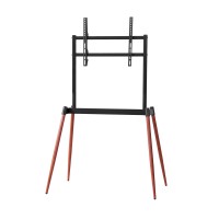 Artiss Wooden Floor Easel TV Stand, 32-75 Inch, Adjustable Height, Metal Frame with Wood Look Legs, Cable Management
