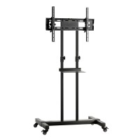 Artiss Mobile TV Stand for 23"-65" Screens, Steel Frame, Adjustable Height, Lockable Wheels, Cable Management, Black