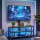 Artiss Corner TV Stand 32-70 inch with Mount Adjustable Swivel RGB LED Lights Built in Power Hub Black Walnut