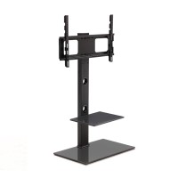 Artiss TV Floor Stand Mount Bracket for 32"-70" LED LCD, 2 Tiers, Adjustable Height, Swivel, Glass Base, Black