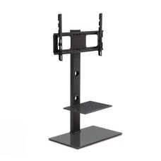 Artiss TV Floor Stand Mount Bracket for 32"-70" LED LCD, 2 Tiers, Adjustable Height, Swivel, Glass Base, Black