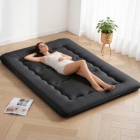 Giselle Bedding 10cm Japanese Floor Mattress Foldable Futon 135x200cm Washable Cover Black 25D Foam Support