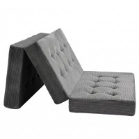 Giselle 15cm Double Folding Mattress Corduroy 3‑Fold Portable Guest Sofa Bed 190x135cm 23D Foam Comfort