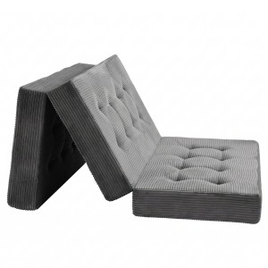 Giselle 15cm Double Folding Mattress Corduroy 3‑Fold Portable Guest Sofa Bed 190x135cm 23D Foam Comfort