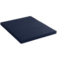 Giselle Bedding Foldable Foam Mattress Double Blue, 4-Fold Portable Floor Mat, High-Density, 197x140cm, Washable Cover