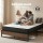 Giselle 16cm Hybrid Bonnell Double Mattress with Artiss Industrial Metal Bed Frame Set Black Dark Wood