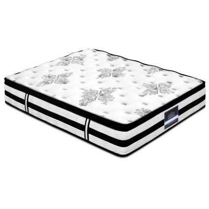Giselle Bedding 34cm King Mattress Euro Top Pocket Spring, Medium Firm, High-Density Foam, Luxury Knitted Fabric