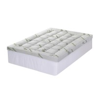 Giselle Bedding 11cm Bamboo Mattress Topper Double - 1500GSM Pillowtop, Breathable, Anti-Allergy, Green & White