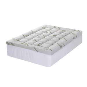 Giselle Bedding 11cm Bamboo Mattress Topper Double - 1500GSM Pillowtop, Breathable, Anti-Allergy, Green & White