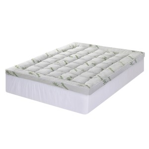 Giselle Bedding Bamboo Mattress Topper Queen 11cm Pillowtop, 1500GSM Hollow Fibre, Breathable, Machine-Washable