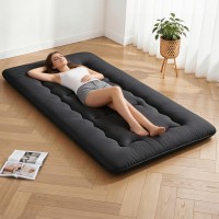 Giselle Bedding 10cm Japanese Floor Mattress Foldable Futon Washable Cover Straps Black 100x200cm 25D