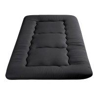 Giselle Bedding 10cm Japanese Floor Mattress Foldable Futon Washable Cover Straps Black 100x200cm 25D