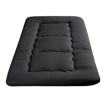Giselle Bedding 10cm Japanese Floor Mattress Foldable Futon Washable Cover Straps Black 100x200cm 25D