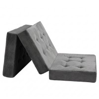 Giselle 15cm Folding Single Mattress Corduroy 3 Fold Portable Guest Sofa Bed 190x90cm Grey Nautical?