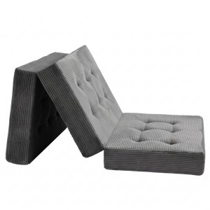 Giselle 15cm Folding Single Mattress Corduroy 3 Fold Portable Guest Sofa Bed 190x90cm Grey Nautical?