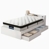 Giselle Single Devon 31cm 5-Zone Pocket Spring Mattress with Artiss Storage Bed Frame Set Medium Support