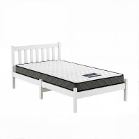 Giselle Single Mattress and Artiss Solid Pine Bed Frame Set White with 16cm Hybrid Bonnell Mattress