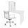 Artiss Foldable Computer Desk and PU Leather Office Chair Set, Wall Mounted, White, Adjustable Height, Space Saving