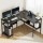 Artiss L-Shaped Computer Desk Black 128x108cm Home Office Table with Shelves, 15mm MDF, Ergonomic Riser, Storage