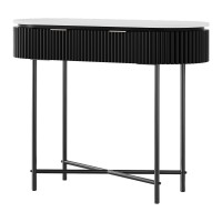 Artiss Console Table, Paulownia Wood, 100CM, White & Black, 2 Drawers, Stylish Design for Living Room & Office Use