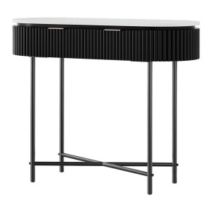 Artiss Console Table, Paulownia Wood, 100CM, White & Black, 2 Drawers, Stylish Design for Living Room & Office Use